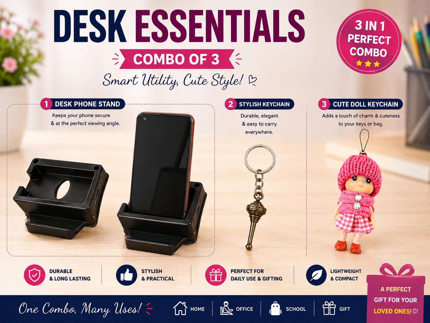 3-in-1 Smart Desk Essentials Combo