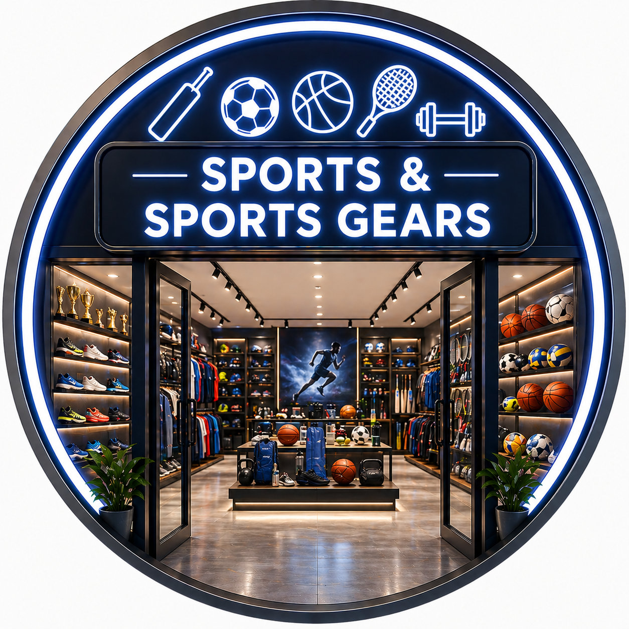 Sports,trophies and sports gear