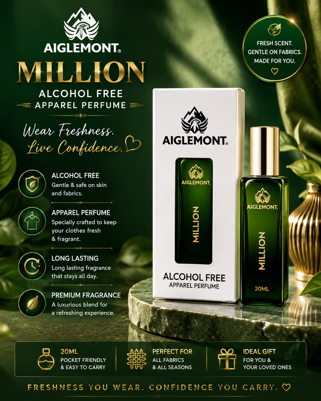 Aiglemont Million Alcohol-Free Apparel Perfume – 20ml
