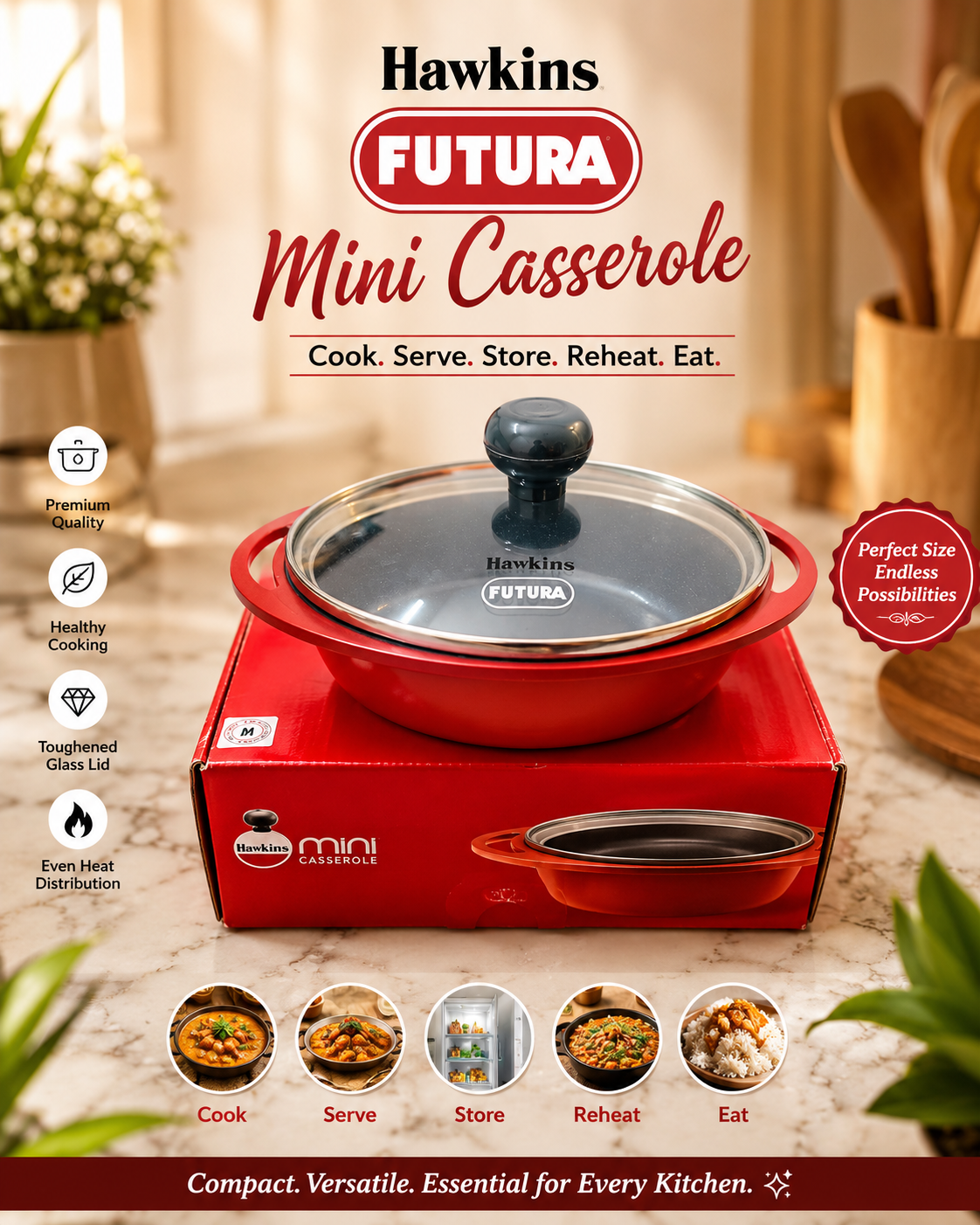 Hawkins Mini Casserole – Premium Multi-Purpose Cook & Serve Bowl