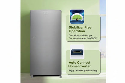Haier 185 L Direct Cool Single Door Refrigerator (Stabilizer Free, Inverter Compatible, Silver Finish.