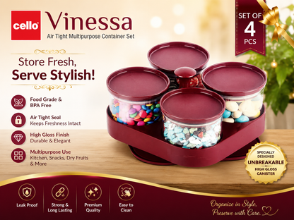Cello Vinessa Air Tight Multipurpose Container Set – Set of 4