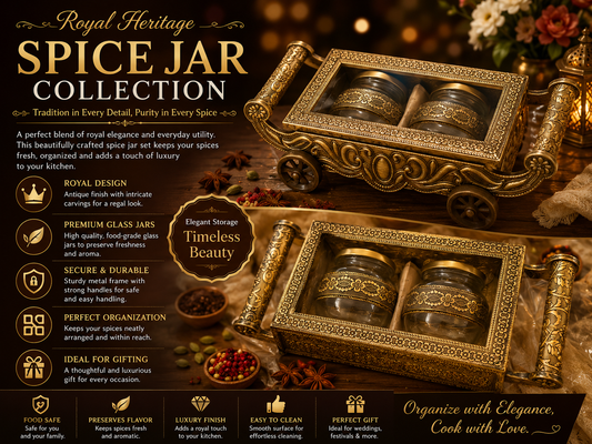 Royal Heritage Spice Cart Set / Premium Decorative Spice Jar Tray