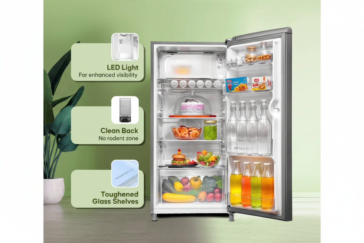 Haier 185 L Direct Cool Single Door Refrigerator (Stabilizer Free, Inverter Compatible, Silver Finish.