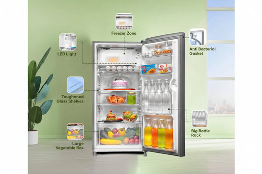 Haier 185 L Direct Cool Single Door Refrigerator (Stabilizer Free, Inverter Compatible, Silver Finish.