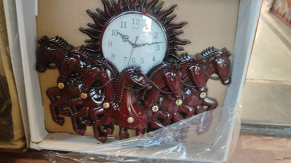 Royal 7 Horse Wall Clock (Sunburst Design – Premium Decorative Finish)