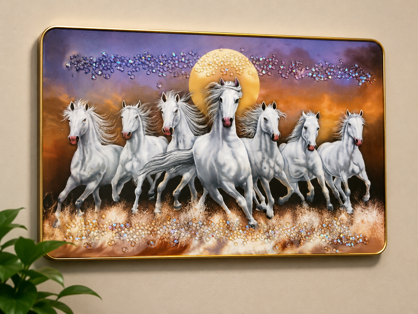 Majestic White Horses Decorative Wall Art 12"x18" inch
