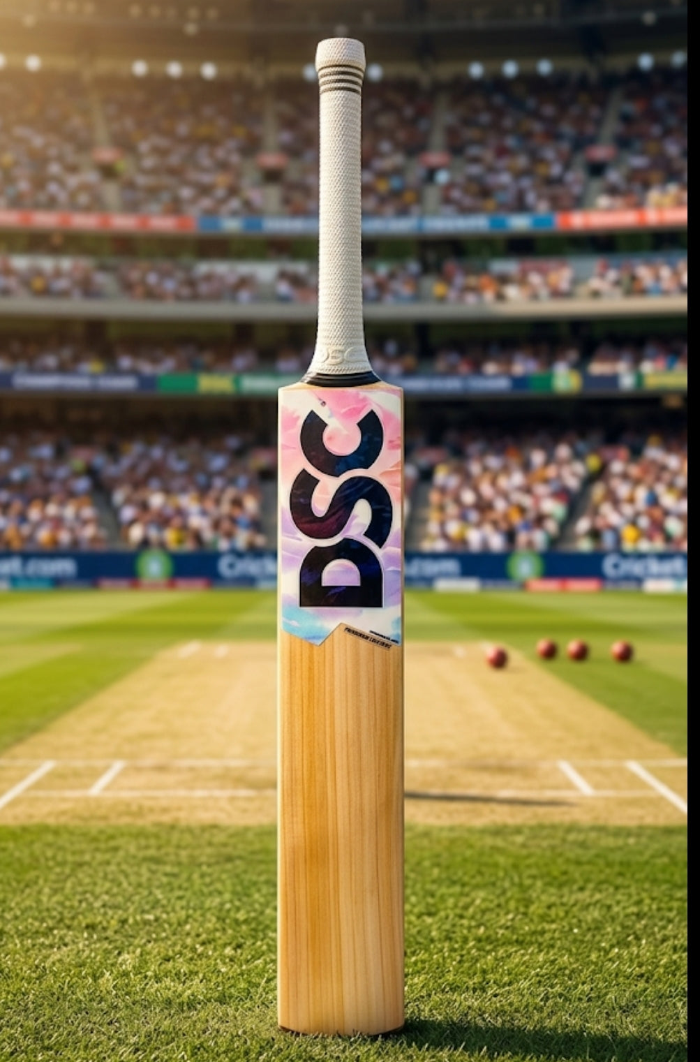 DSC (Delux Sports Company) cricket bat, specifically featuring the aesthetic of their modern, high-performance series like the DSC Krunch or DSC Split.