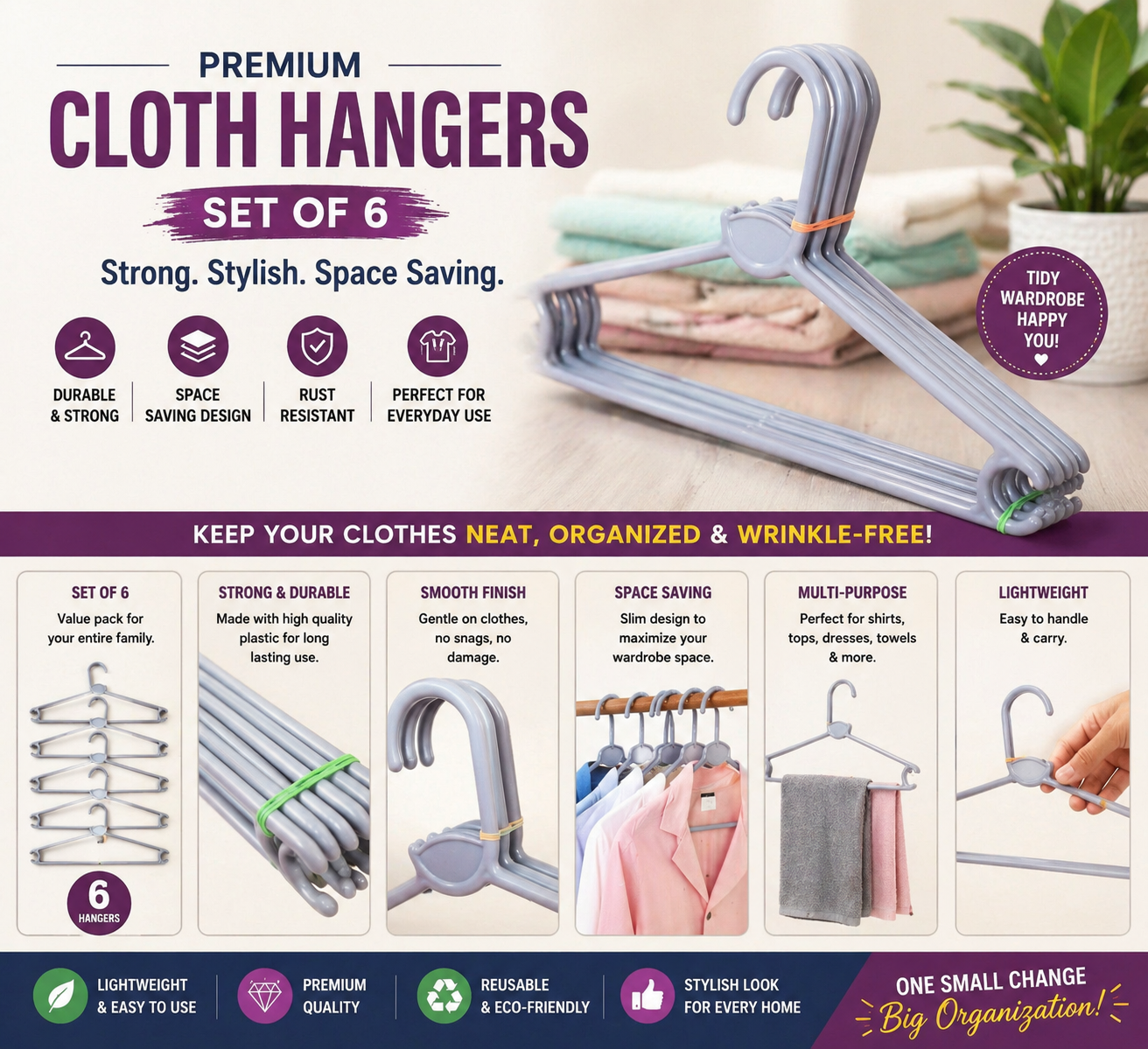 Premium Space Saver Cloth Hangers – Set of 6