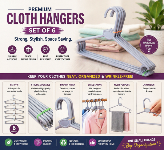 Premium Space Saver Cloth Hangers – Set of 6