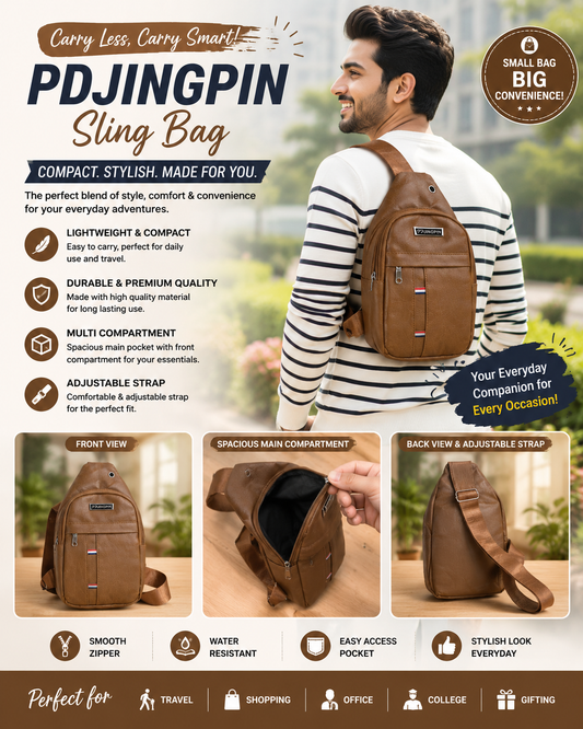 PDJINGPIN Urban Mini Sling Bag – Compact Crossbody Travel Bag