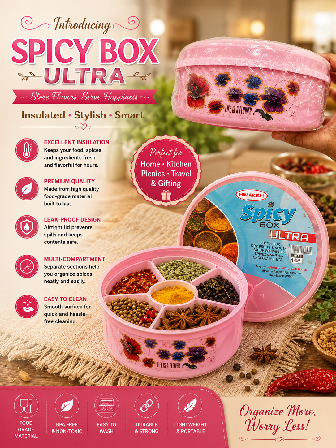 Spicy Box Ultra – Premium Multi Compartment Storage Box